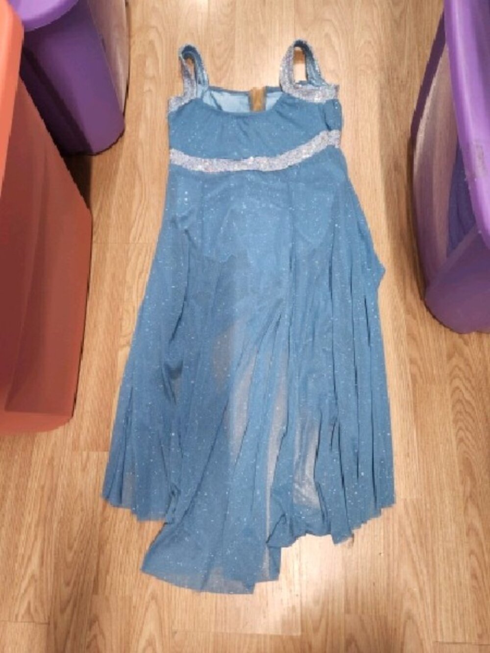 Blue Stoned High-Low Dance Costume